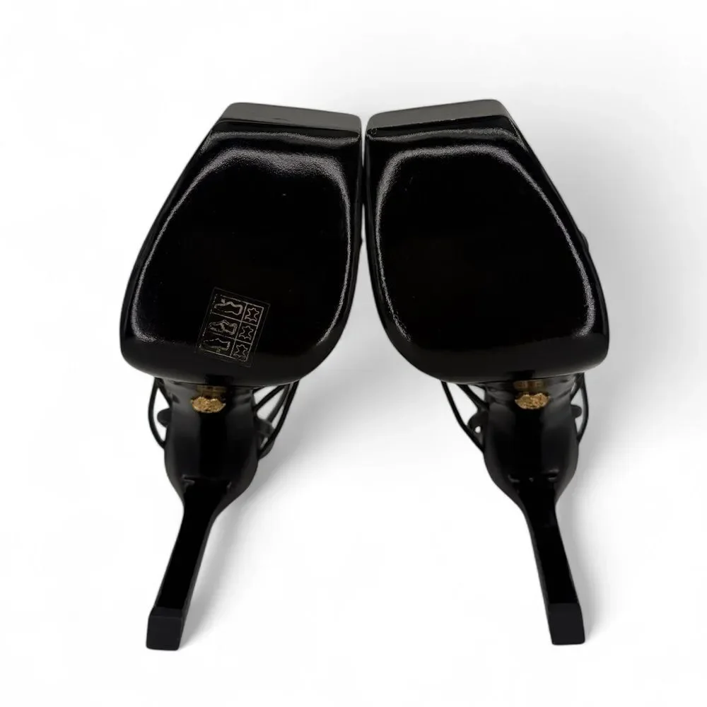 VERSACE Greca Maze Black Medusa Medallion Platform Sandals Size EU39.5